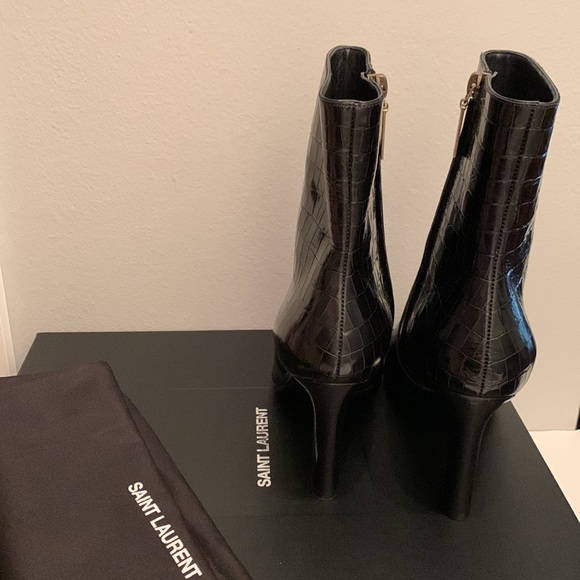 SAINT LAURENT Jane Croc-Embossed Booties - Picture 3 of 11